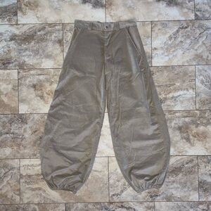 1 of 1 Will Coats Brown Corduroy Balloon Pants Wide Leg Elastic Cuff Size Large